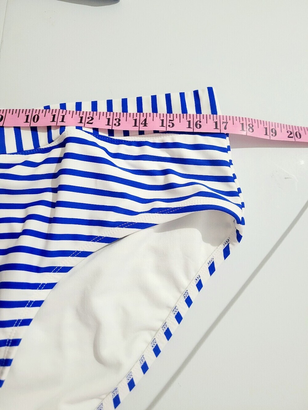 Kona Sol Blue White Stripe Bikini Swimsuit Set Top 16W Bottom XL Padded Beach - Picture 8 of 15